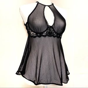black lingerie lace mesh top